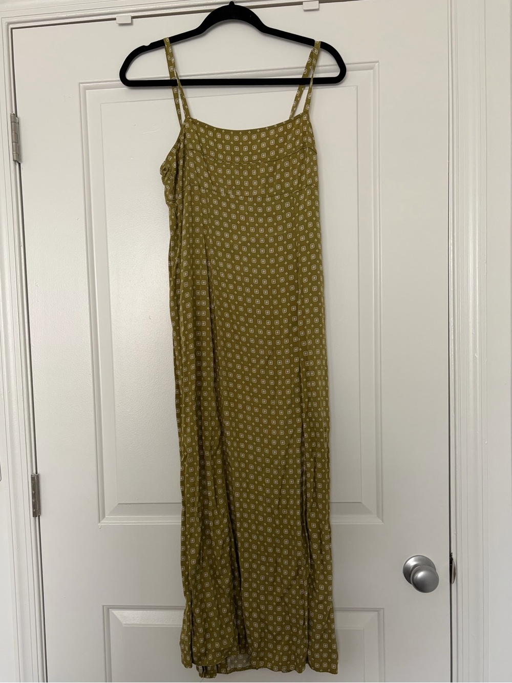 Madewell Olive Green Geometric Print Midi Dress Size 6